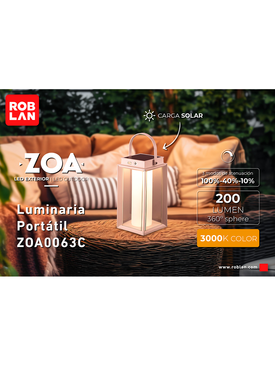 Luminaria ALPH ROBLAN Portátil 15SMD 3000K Blanca con Batería 3