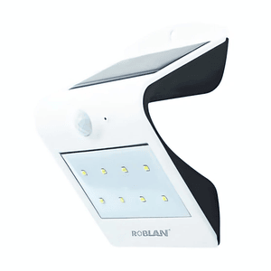Aplique Solar LED Roblan 1,5W Sensor IP65 Exterior Blanco/Negro