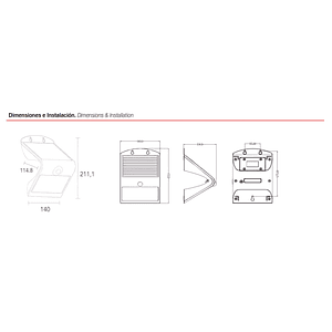  Aplique Solar LED 4W Sensor IP65 3000K / 4000K Blanco/Negro