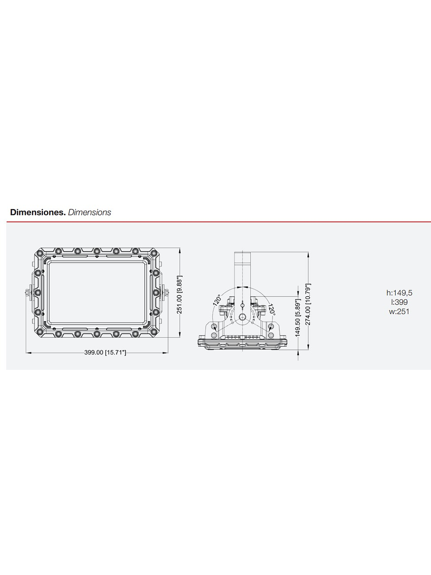 Proyector LED ROBLAN ATEX VESTV2 SMD 150W 6000K 21000lm 90º 2