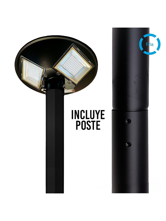Luminaria Pagoda Solar 150W Luz Fría + Poste Metálico 3m 1