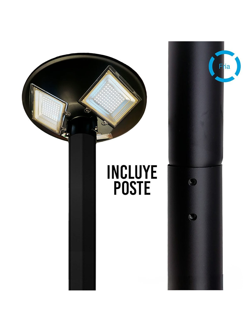Kit Luminaria Pagoda Solar 150W Luz Fría + Poste Metálico 3 Metros 1