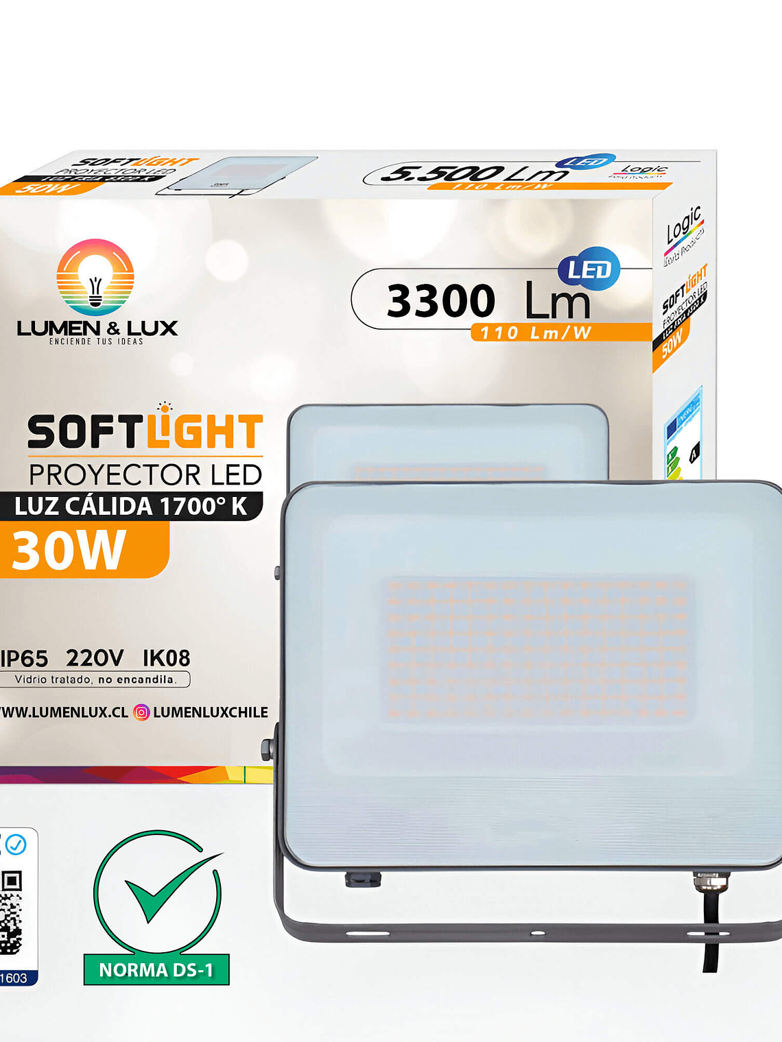 Proyector LED SOFTLIGHT 30W luz ámbar 1700K IP65 DS1 1