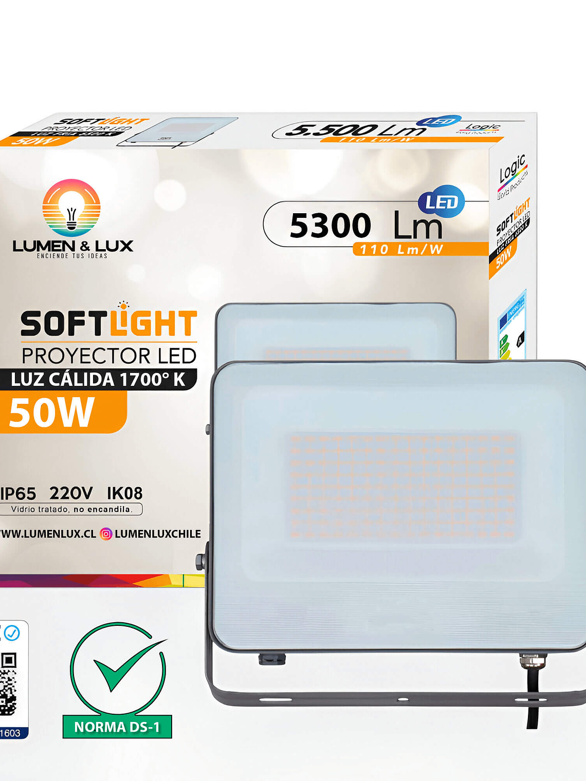 Proyector LED SOFTLIGHT 50W luz ámbar 1700K IP65 DS1 1