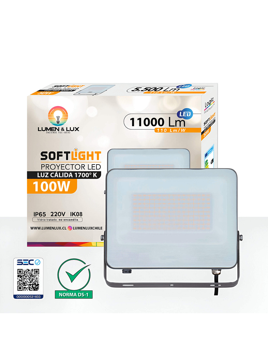 Proyector LED DS1 100W 1700K Ámbar SOFTLIGHT IP65 1