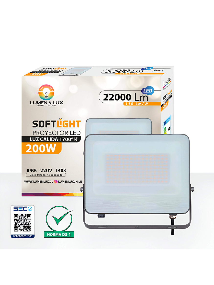 Proyector LED DS1 200W 1700K Ámbar SOFTLIGHT IP65 1