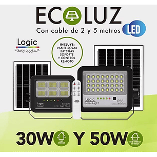 Proyector Solar LED 50W Sensor y C/ Remoto IP65 6500K 