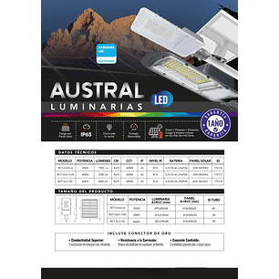 Luminaria solar pública LED AUSTRAL 400W luz fría IP65
