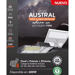 Luminaria Solar Pública LED Austral 600W 1700K DS1