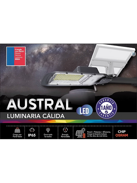 Luminaria Solar Pública LED Austral 600W 1700K DS1 3
