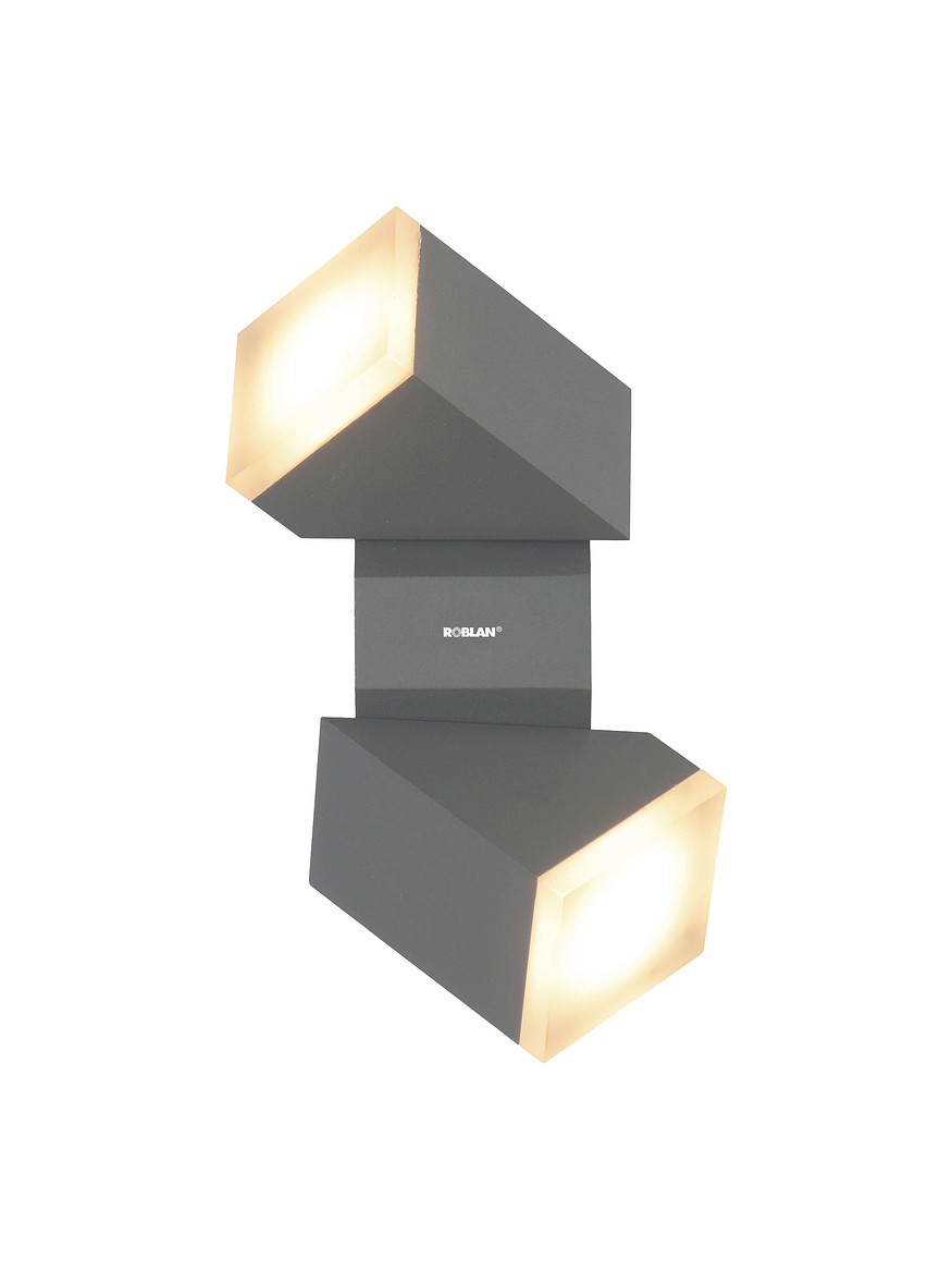 Aplique LED Exterior Bifocal 12,5W Luz Cálida IP54 Plata 1