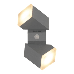 Aplique LED Exterior 2-Focos 12,5W 700lm 3000K IP54 Plata c/PIR