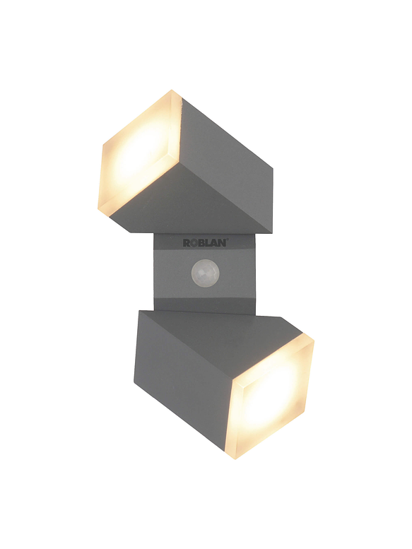 Aplique LED Exterior Bifocal 12,5W Luz Cálida con Sensor IP54 Plata 2