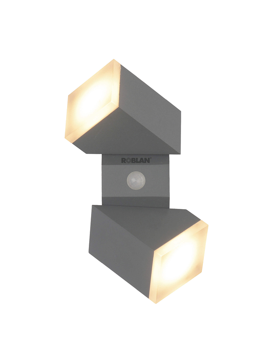 Aplique LED Exterior Bifocal 12,5W Luz Cálida con Sensor IP54 Plata 2