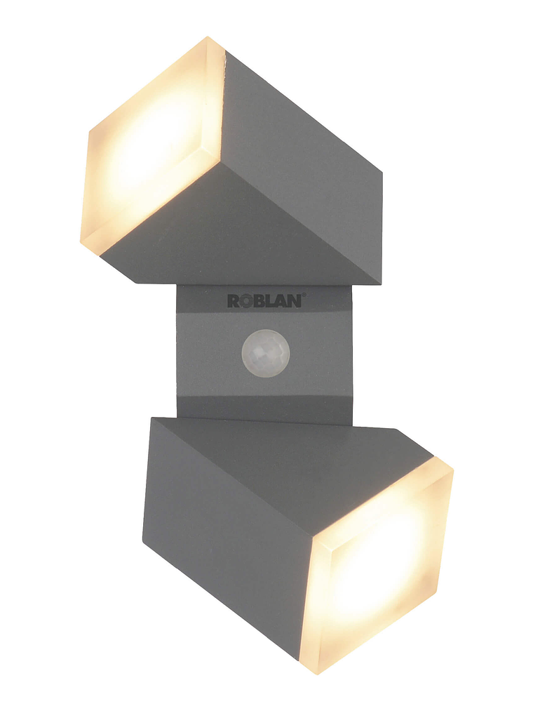Aplique LED Exterior 2-Focos 12,5W 700lm 3000K IP54 Plata c/PIR 1