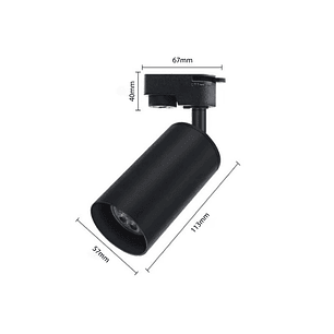 Foco Riel Porta Gu10 Negro