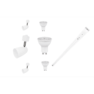 Pack 3 Foco GU10 Riel Monofásico 1Metros Blanco Luz Cálida 