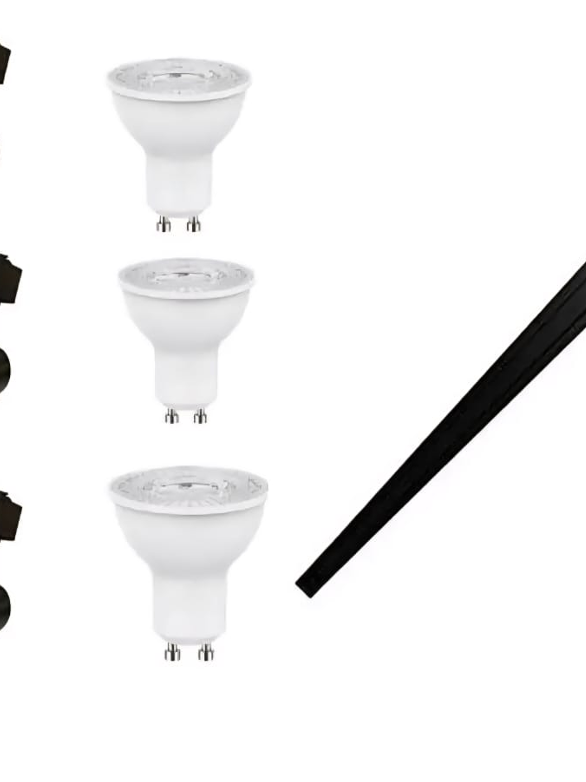 Pack 3 Focos GU10 Riel Monofásico 1 Metro Negro Luz Cálida 1