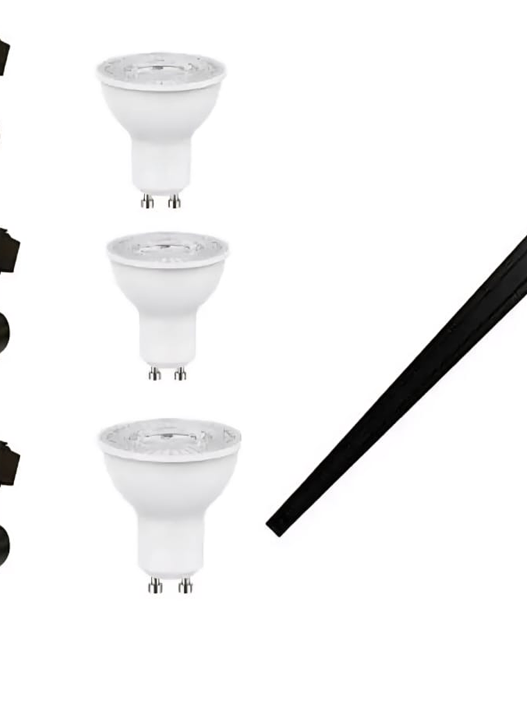 Pack 3 Focos GU10 Riel Monofásico 1 Metro Negro Luz Cálida 1