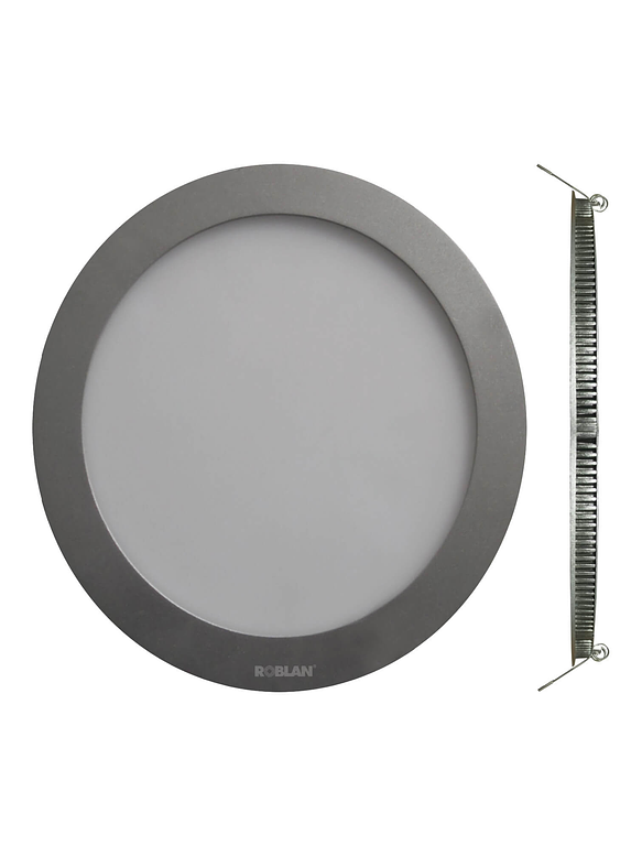 Embutido Slim Redondo LED Roblan 12W Luz Fría Plata 1