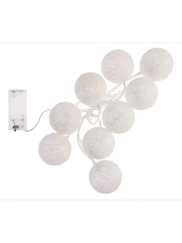 Guirnalda Luces Led - 10 Esferas Blancas - A Pilas 3