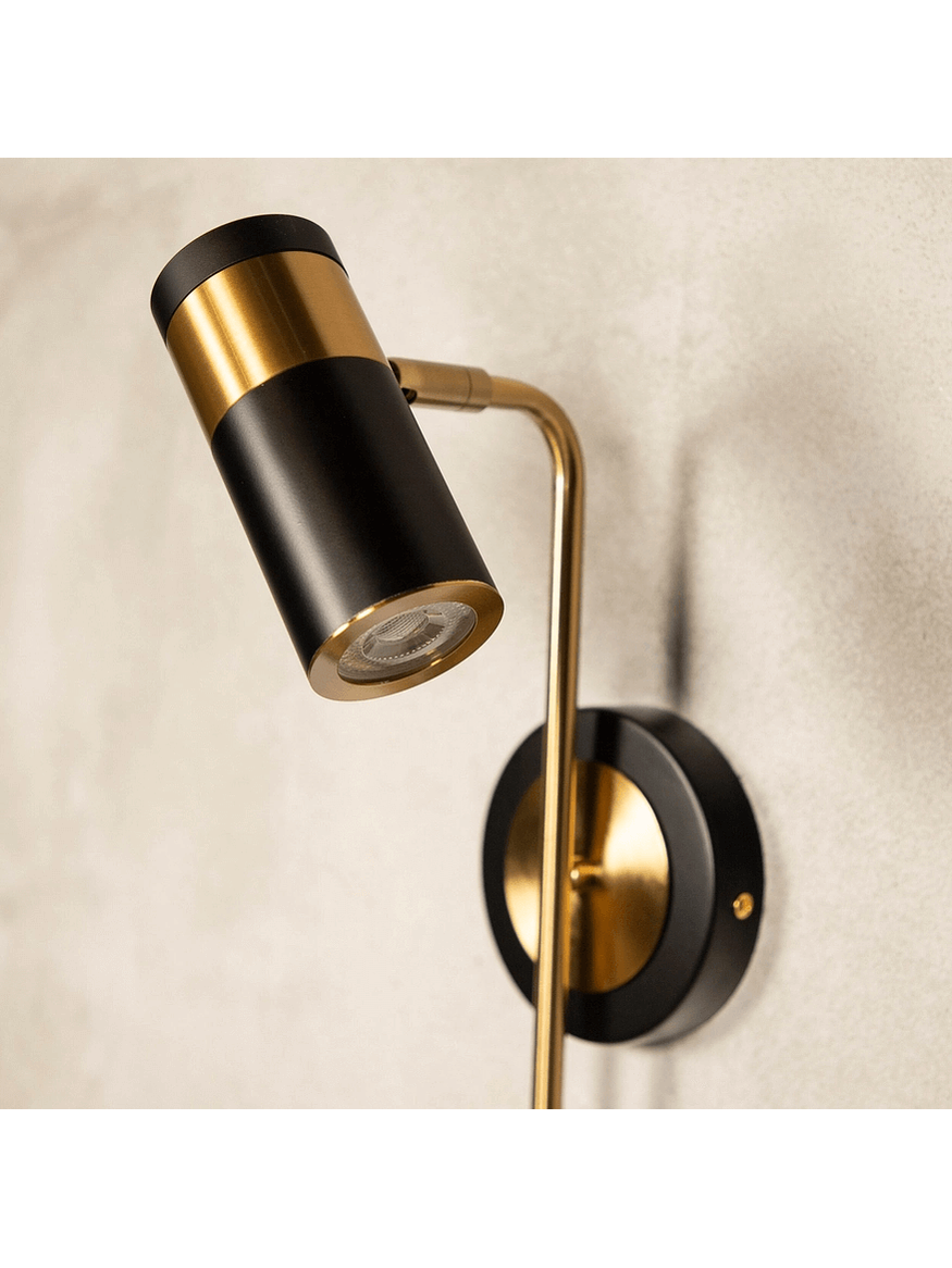 Aplique a Muro GU10 Negro Dorado Interior IP20 2