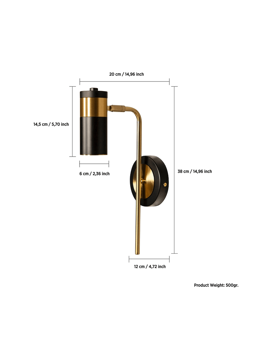 Aplique a Muro GU10 Negro Dorado Interior IP20 6