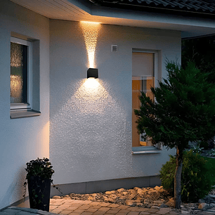 Aplique Muro 10W LED Cuadrado Bifocal negro 3000°K IP65
