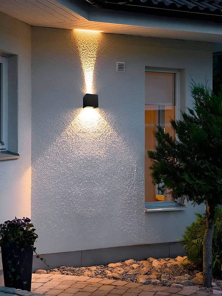 Aplique Muro 10W LED Cuadrado Bifocal negro 3000°K IP65 2