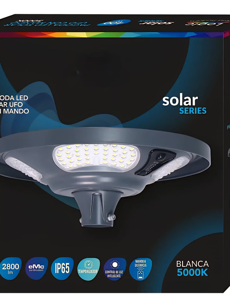 Luminaria solar Pagoda UFO 400W 5000K IP65 con control remoto 5