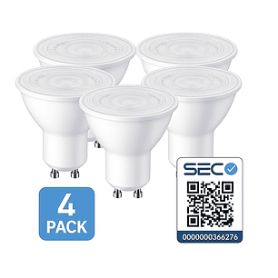 Pack 4 Ampolletas LED GU10 6W 4000K Luz Neutra