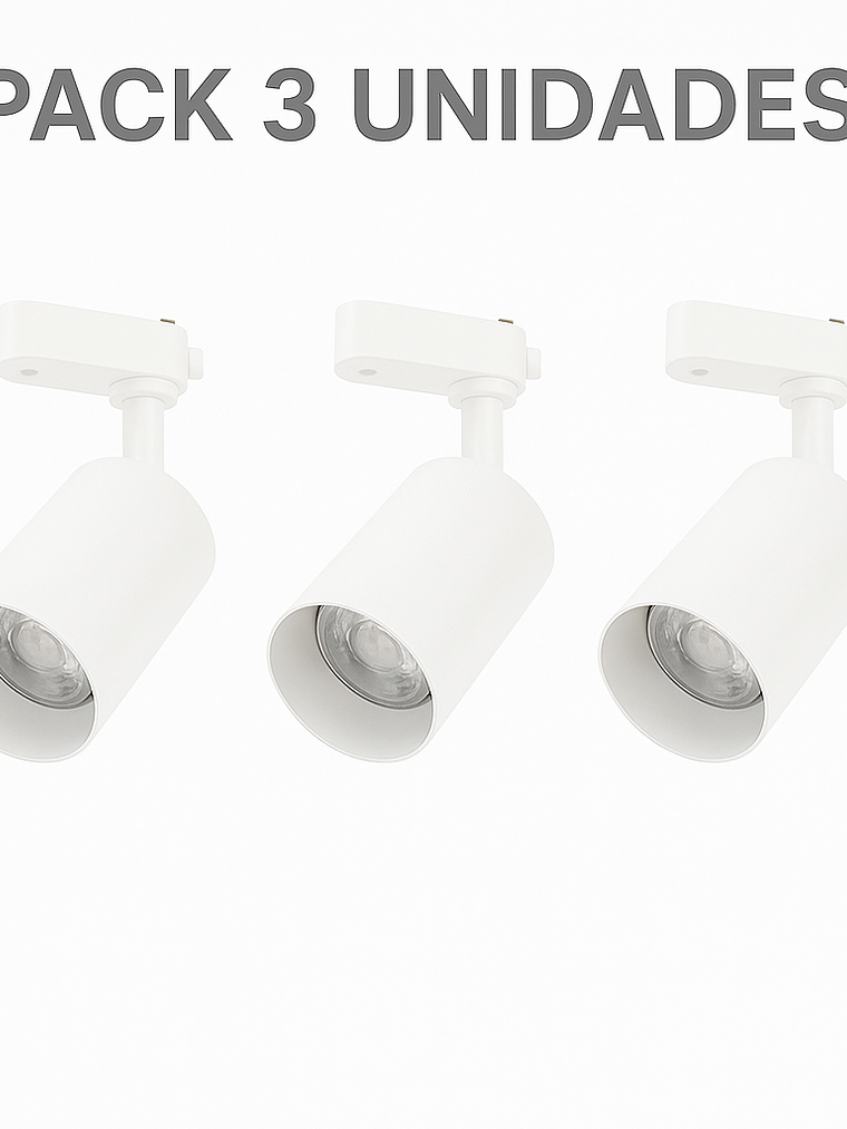 Pack 3 Focos GU10 con Riel 1 Metro Blanco Luz Cálida  3