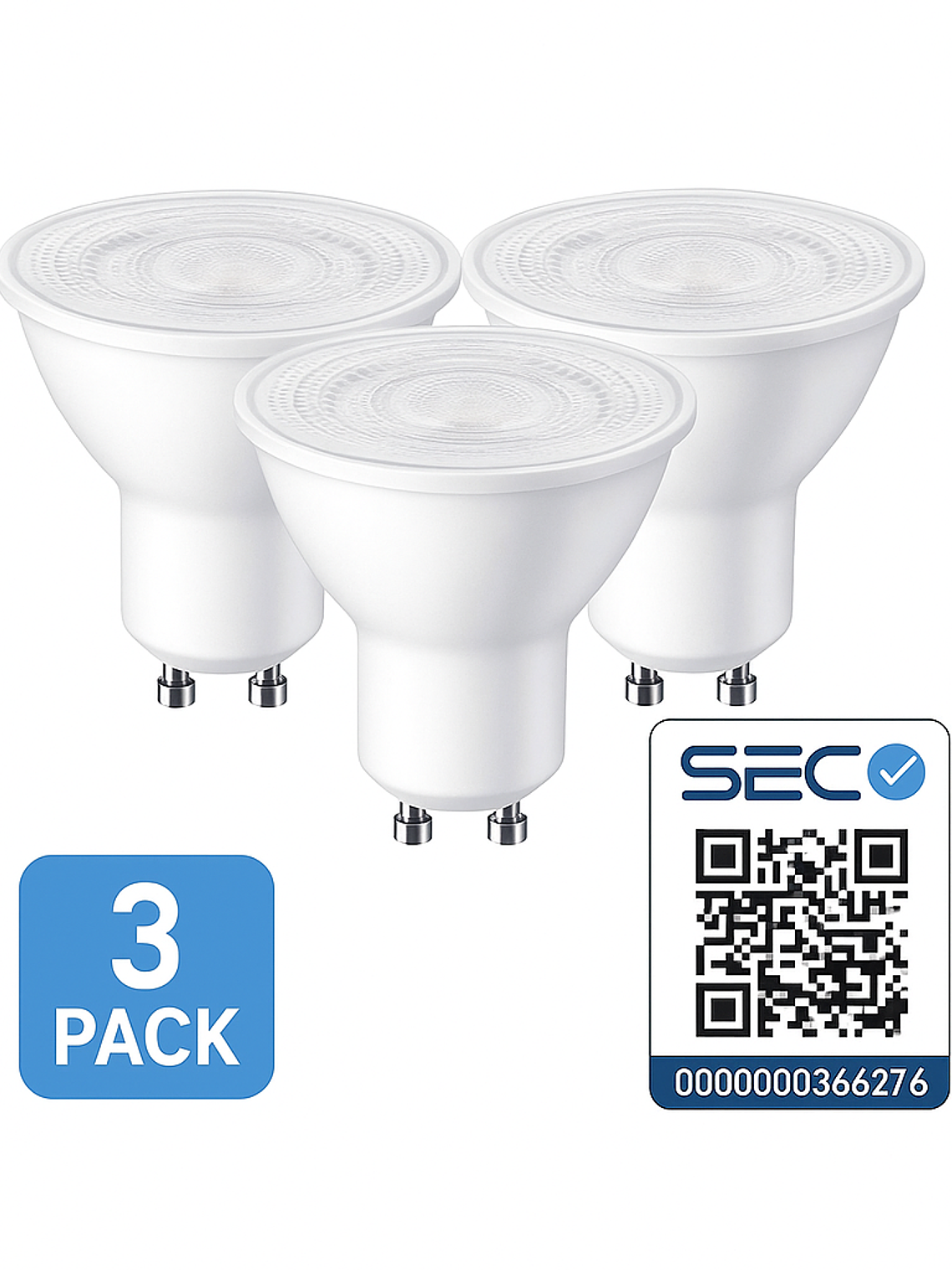 Pack 3 Focos GU10 con Riel 1 Metro Negro Luz Cálida 2