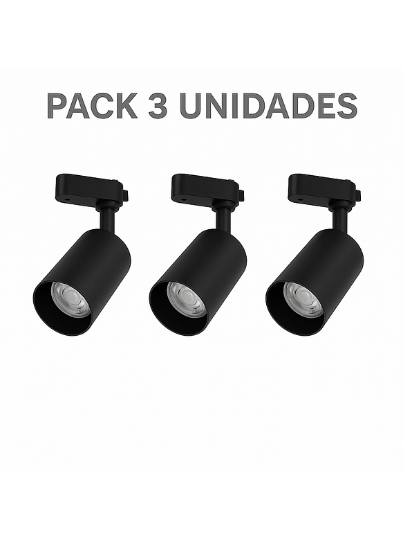 Pack 3 Focos GU10 con Riel 1 Metro Negro Luz Cálida 3