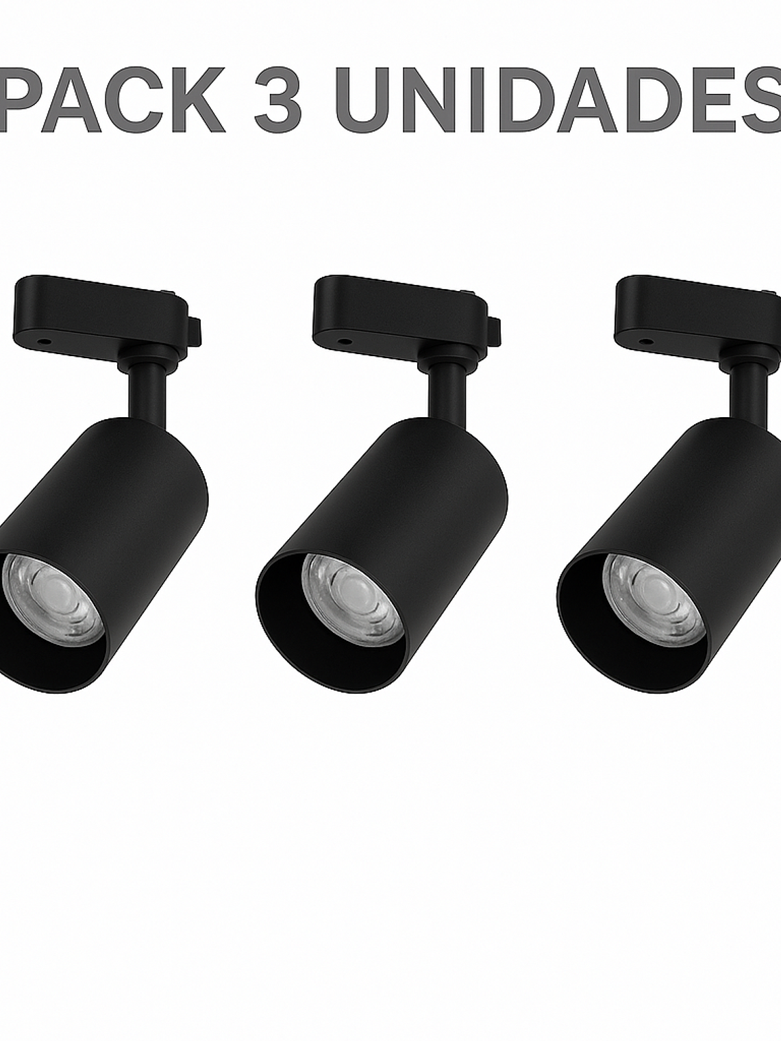 Pack 3 Focos GU10 con Riel 1 Metro Negro Luz Cálida 3