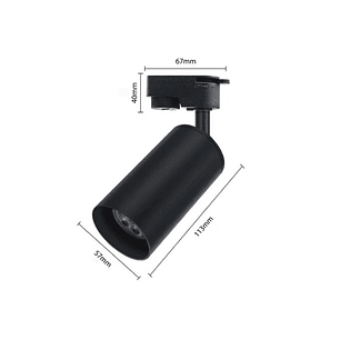 Pack 5 Foco GU10 Riel Monofásico 2Metros Negro Luz Cálida 