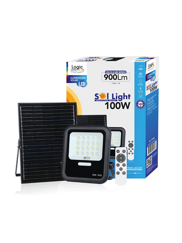 Proyector solar LED 100W luz fría IP65 con control remoto 2