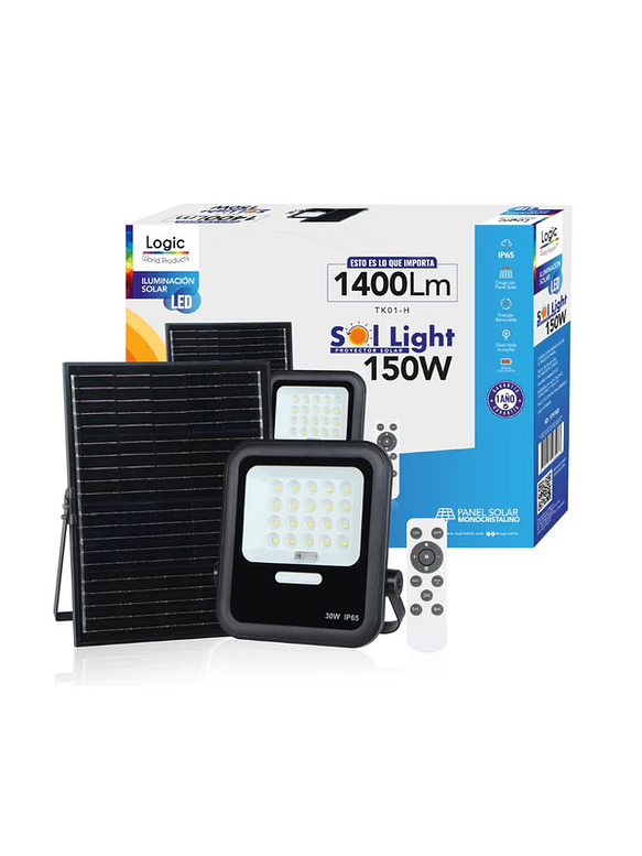 Proyector solar LED 150W luz fría IP65 con control remoto 2