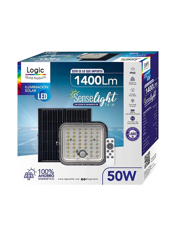 Proyector Solar 50W Luz Fria c/Sensor de Movimiento 2