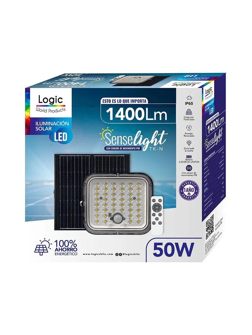 Proyector Solar 50W Luz Fria c/Sensor de Movimiento 2