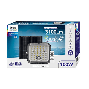 Proyector Solar 100W Luz Fria c/Sensor de Movimiento 