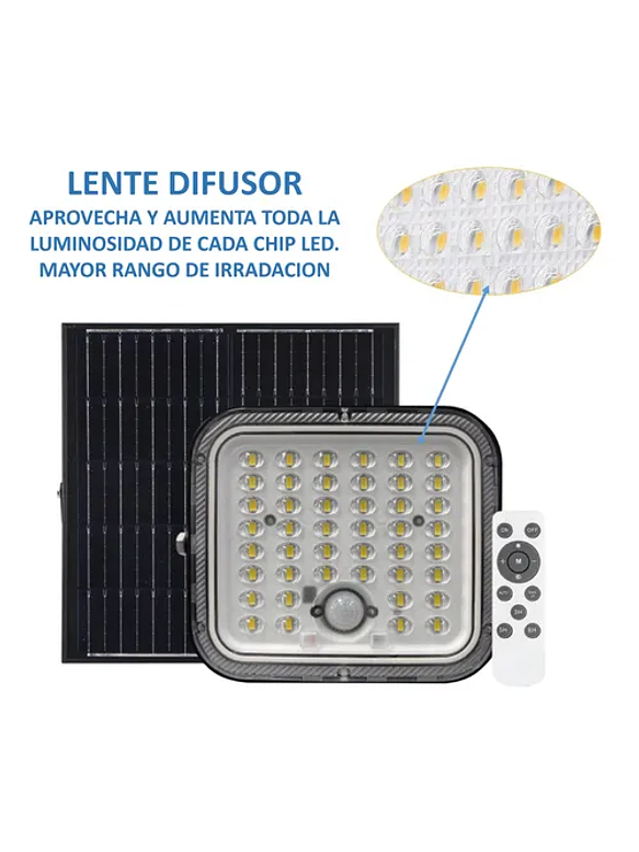 Proyector Solar 50W Luz Fria c/Sensor de Movimiento 3