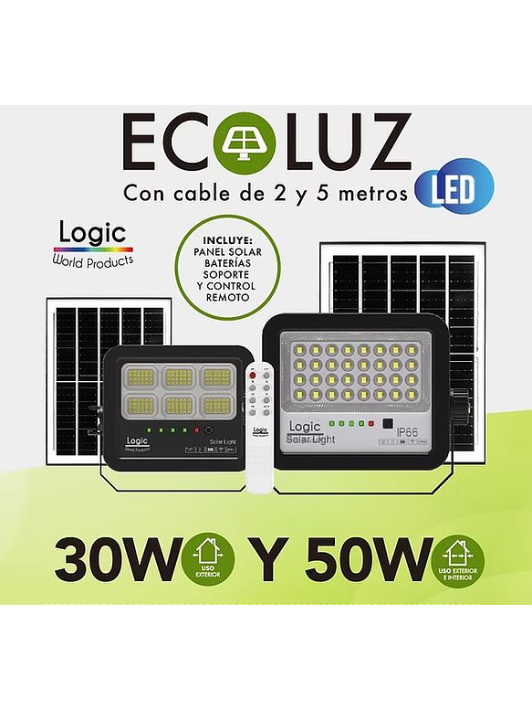 Proyector Solar LED 30W Sensor y C/Remoto IP65 6500K  3