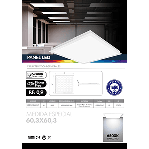 Panel LED 60x60 40W 6500K Backlight  Flicker Free