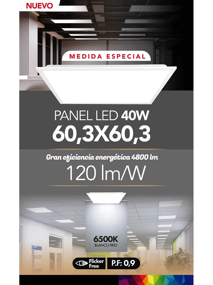 Panel LED 60x60 40W 6500K Backlight  Flicker Free 6