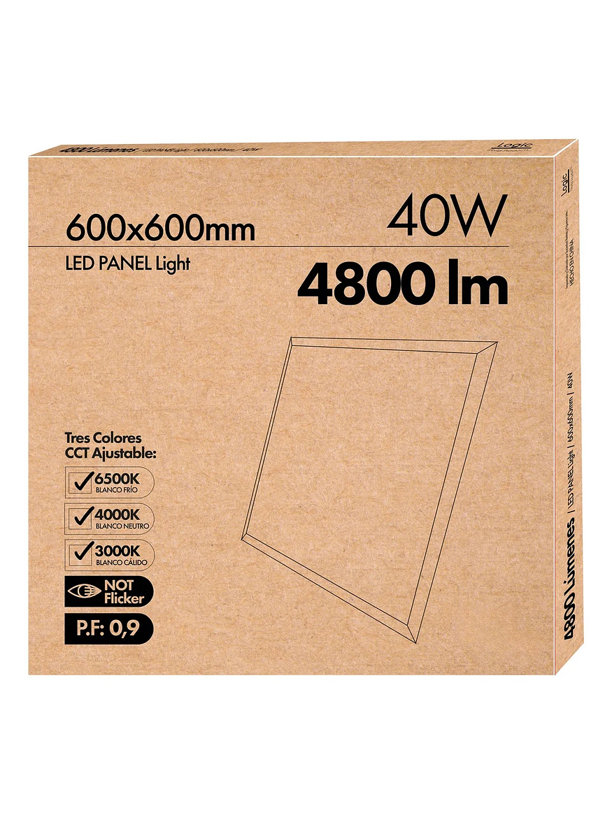 Panel LED Slim 60x60 40W CCT Ajustable Flicker Free 4800lm  7
