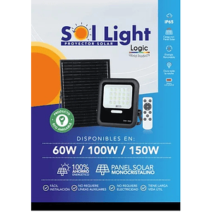 Proyector solar LED 60W luz fría IP65 con control remoto