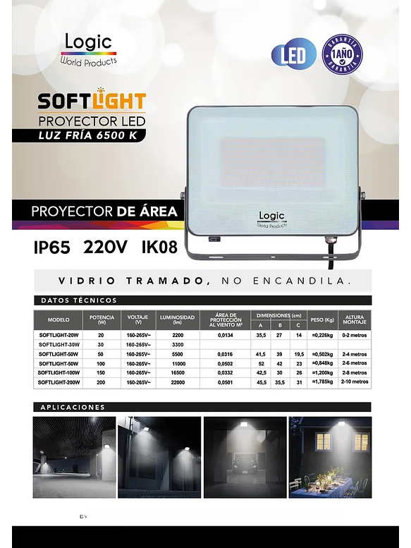 Proyector LED SOFTLIGHT 20W Luz Fría IP65 SEC 4