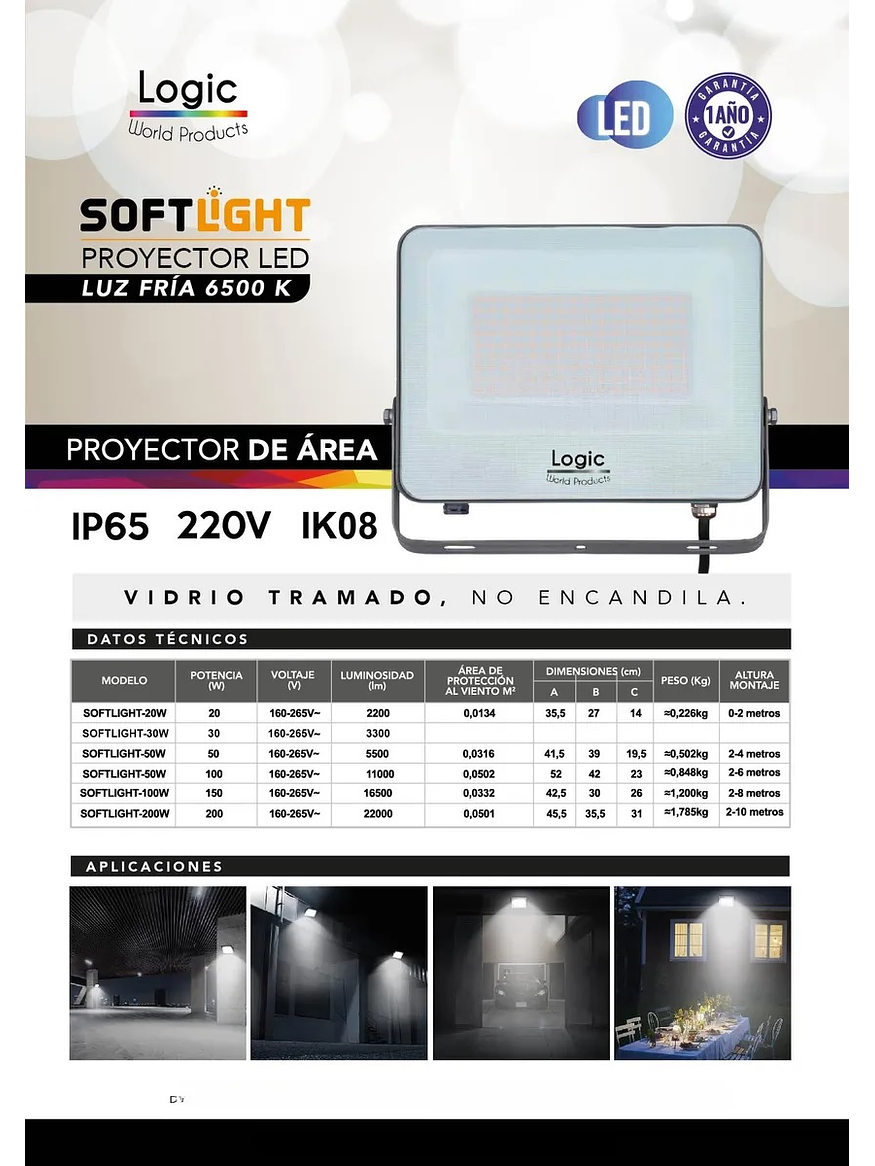 Proyector LED SOFTLIGHT 20W Luz Fría IP65 SEC 4