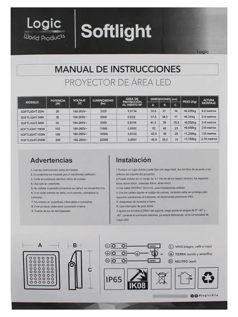 Proyector LED SOFTLIGHT 100W luz ámbar 1700K IP65 DS1 3